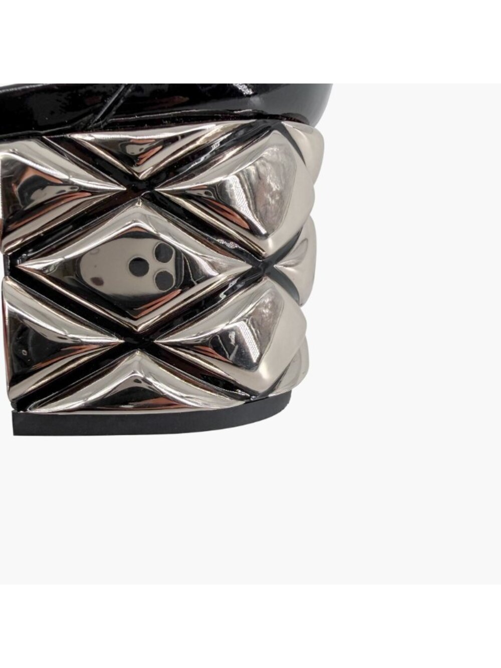 Louis Vuitton Silver Light LV Block Heel Sandals Black Patent Size 38.5 US 8.5 - Picture 9 of 15